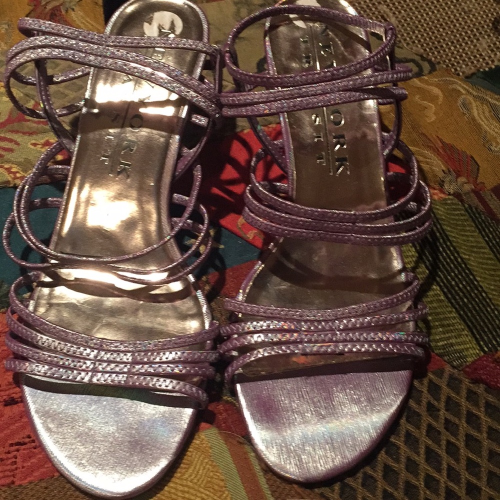 New York Transit Shimmery Purple Strappy Shoes-8-